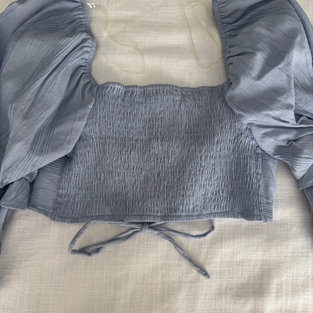 Cropped Blue Ruffled Top - Picture 5 of 5